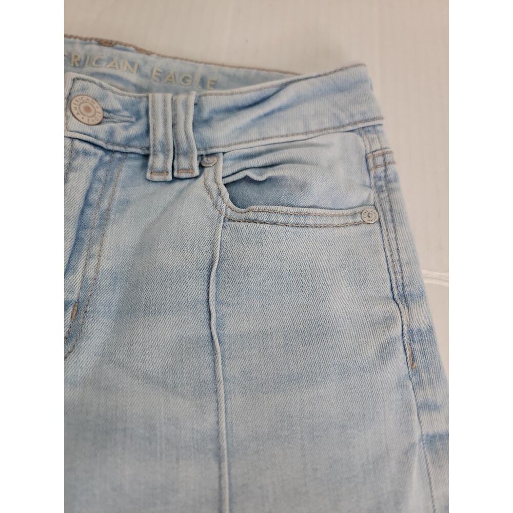 AMERICAN EAGLE Jeans Sz 000 Low Rise Baggy Wide Leg Drapey Light Wash Retro - Picture 6 of 12